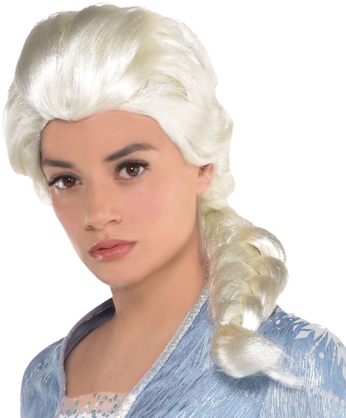 Disney Frozen Elsa Long Braided Hair Wig, White, One Size, Wearable Costume Accessory for Halloween Front_Flat