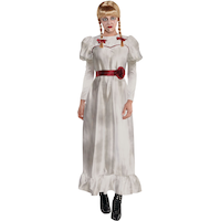 Women's The Conjuring UniverseAnnabelleWhite Dress with Wig Halloween Costume, Assorted Sizes Front_Flat
