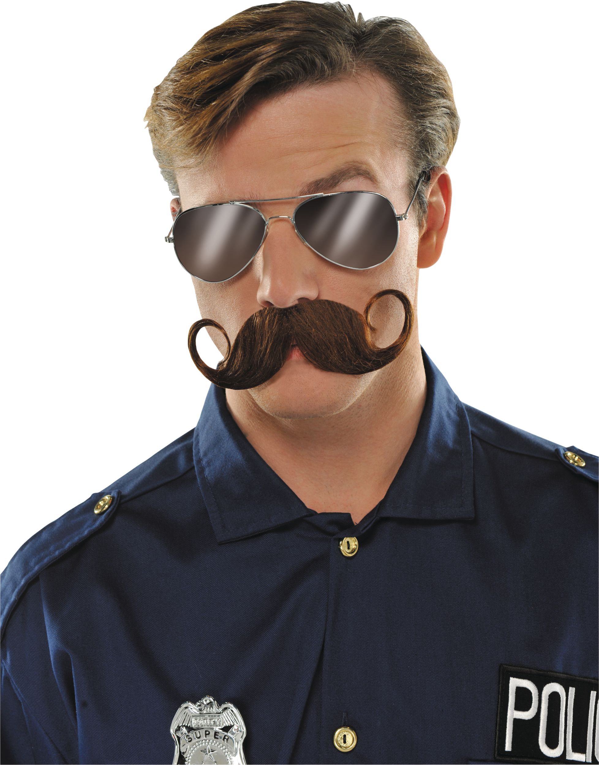 Moustache en croc, brun, adultes Front_Flat