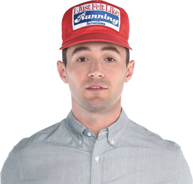 Forrest Gump "I Just Felt Like Running" Baseball Hat, Red, One Size, Wearable Costume Accessory for Halloween Front_Flat