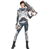 Women's Gears of War Kait Diaz Blue/White Jumpsuit Halloween Costume, Assorted Sizes Front_Flat