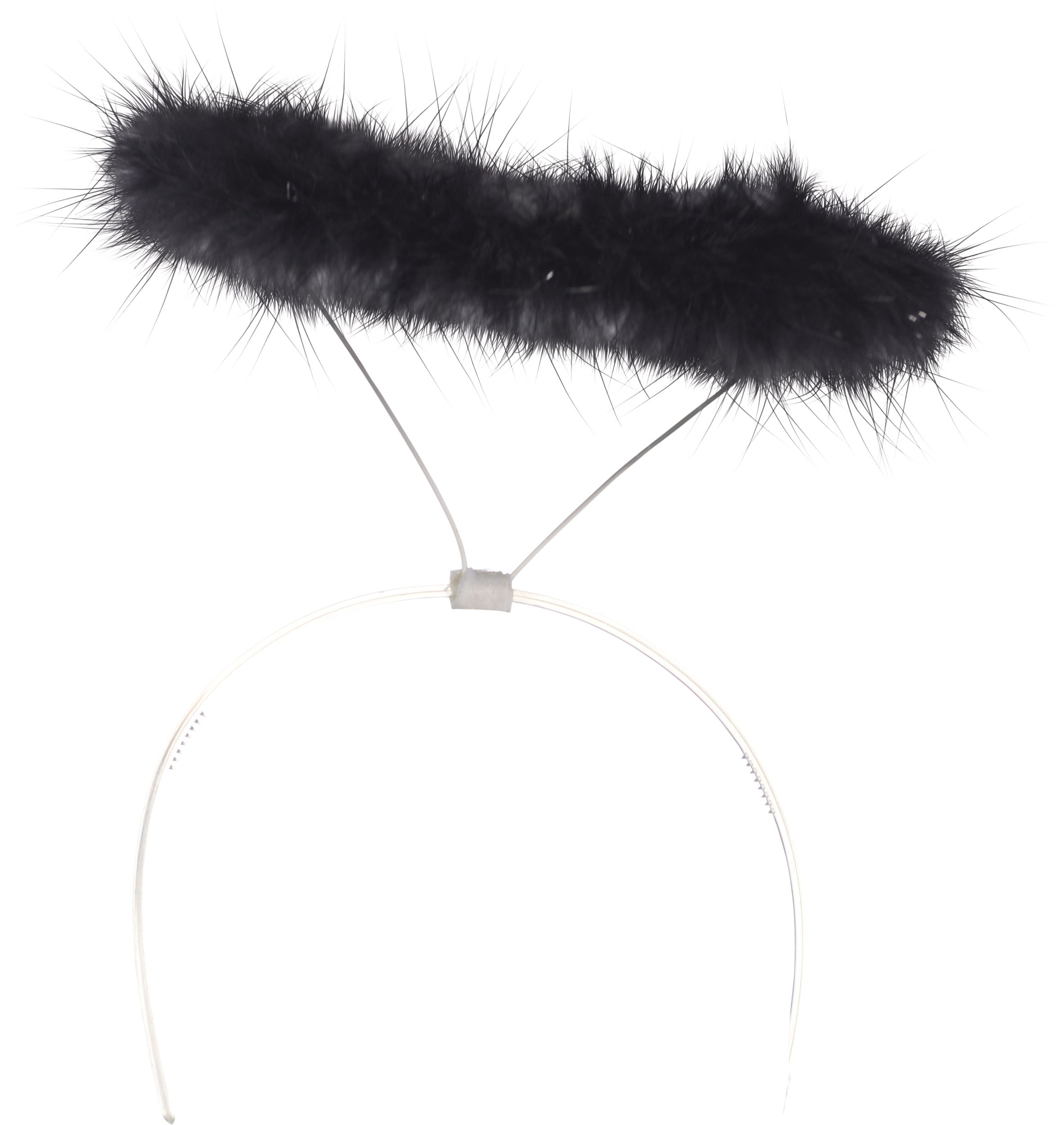 Marabou Halo Dark Angel Headband, Black, One Size, Wearable Costume Accessory for Halloween Front_Flat