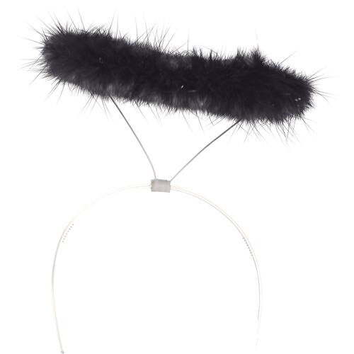 Marabou Halo Dark Angel Headband, Black, One Size, Wearable Costume Accessory for Halloween