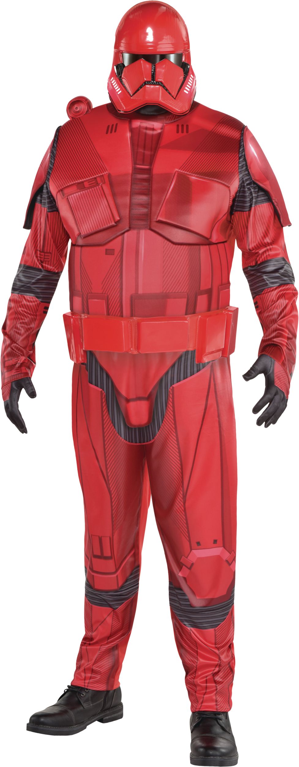 Men's Disney Star Wars The Rise of Skywalker Sith Trooper Red Padded Jumpsuit Halloween Costume, Plus Size Front_Flat