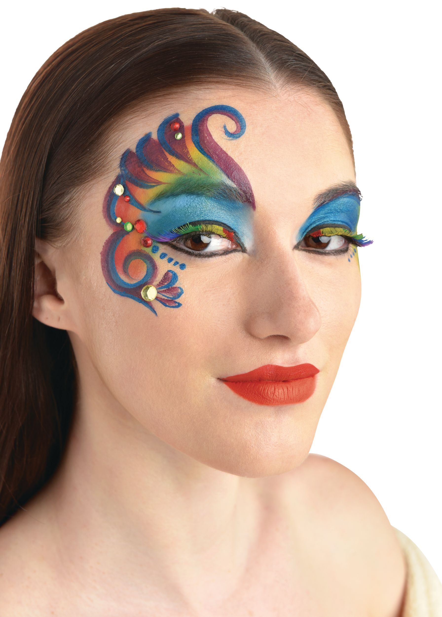 Jumbo Retractable Crayon Face Makeup Sticks, Multi-Coloured, 4.5-in, 6-pk, Costume Accessories for Halloween Front_Angled_Right