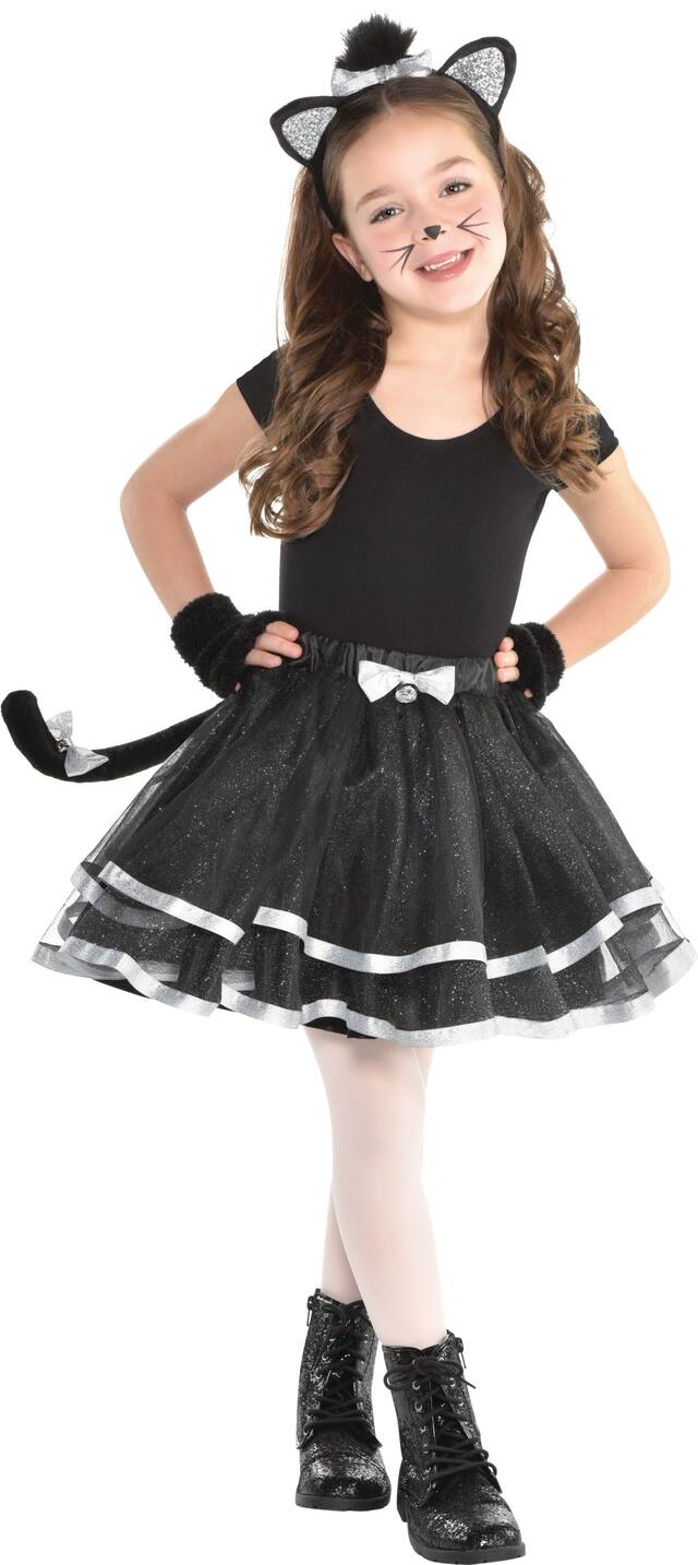 Accessoires de costume d'Halloween de chat avec tutu, enfants Front_Flat