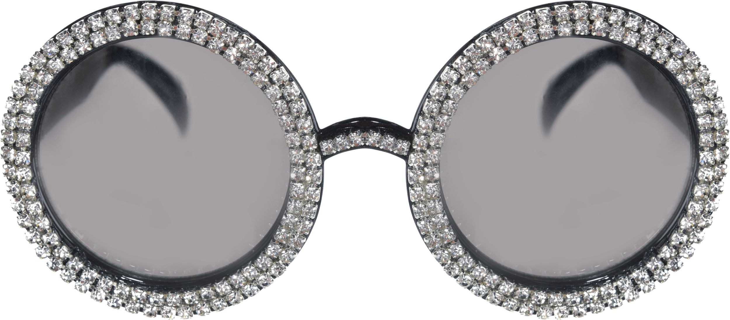 Lunettes de soleil surdimensionnées en cristal des années 1970, noir, taille unique, accessoire de costume à porter pour l'Halloween Front_Flat