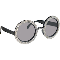 Lunettes de soleil surdimensionnées en cristal des années 1970, noir, taille unique, accessoire de costume à porter pour l'Halloween Front_Angled_Right