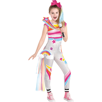 Kids' Nickelodeon Jojo Siwa Rainbow Jumpsuit with Bow & Hair Extension Halloween Costume, Assorted Sizes Front_Angled_Right