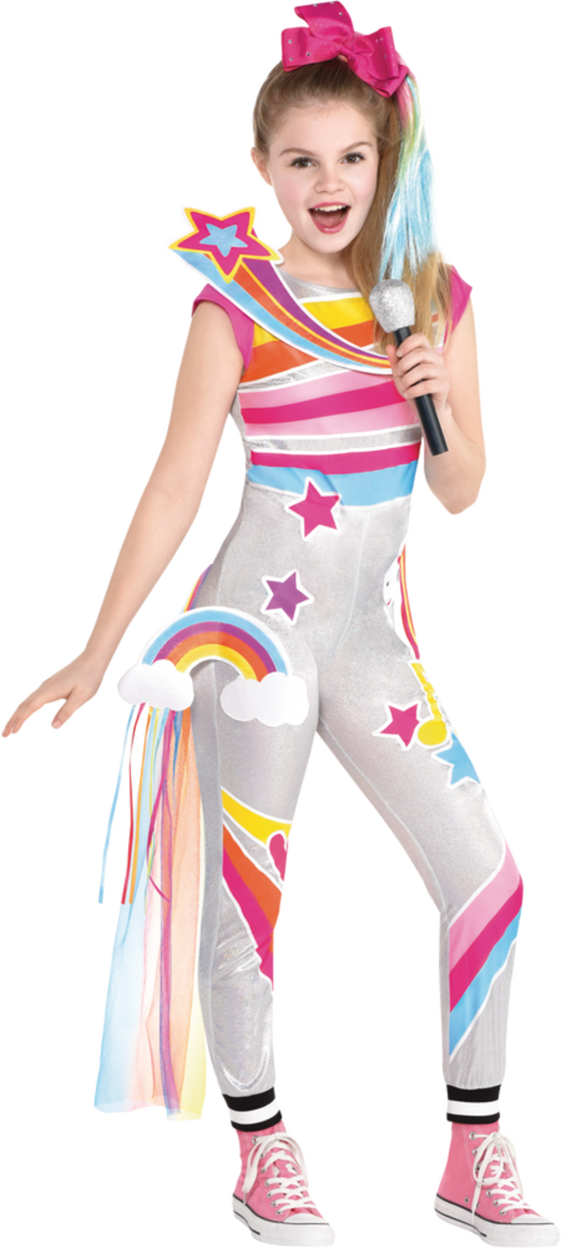 Kids' Nickelodeon Jojo Siwa Rainbow Jumpsuit with Bow & Hair Extension