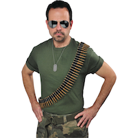 Commander Bullet Belt Chain, Gold, 60-in, Wearable Costume Accessory for Halloween