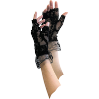Lace Fingerless Gloves, Black, Adult, One Size Composite_or_Mixed