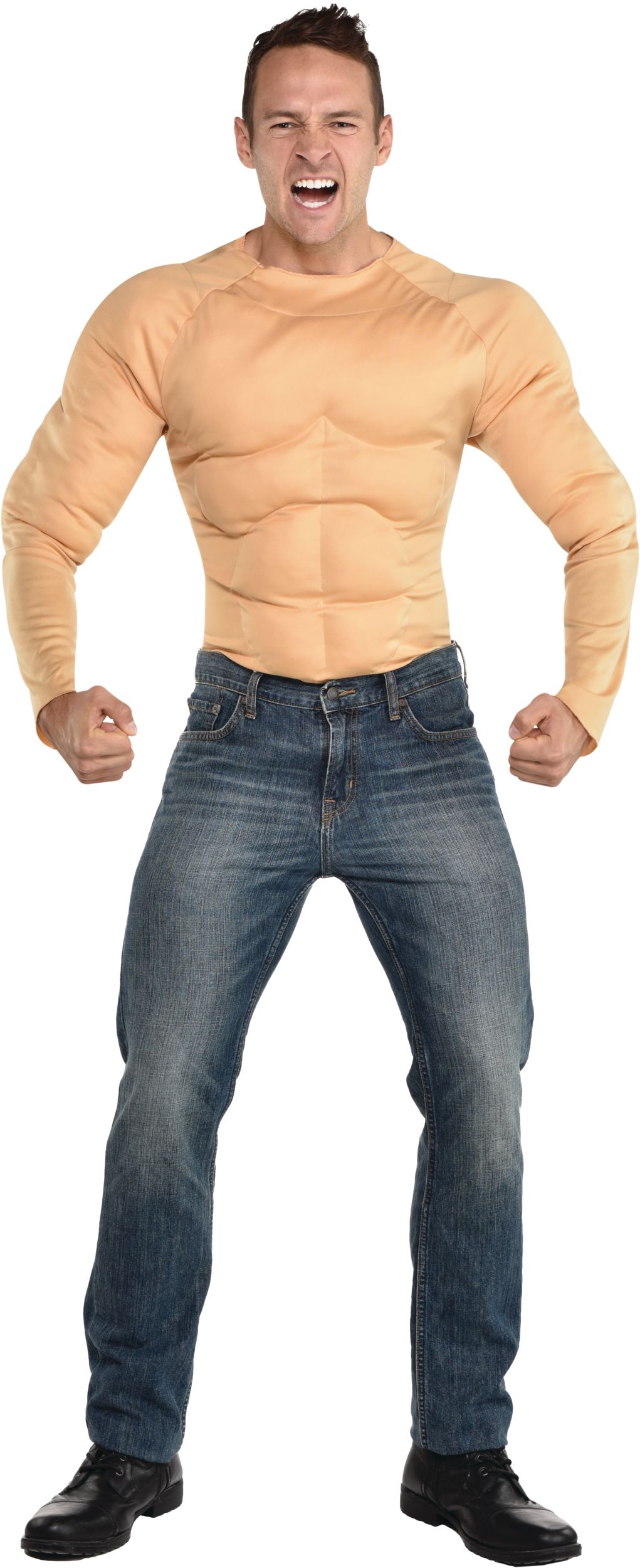 Adult Mens Fake Padded Chest Muscle Shirt Costume Muscles Bodybuilder  Accessory