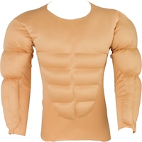Adult Padded Muscle Long Sleeve Shirt, Beige, One Size, Wearable Costume Accessory for Halloween