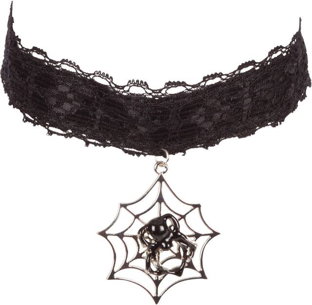 Witch Spider Web Choker, Black, Adult Front_Flat