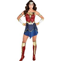 Wonder Woman Red/Blue Dress Costume with Accessories for Halloween/Parties, Assorted Sizes Front_Flat