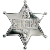 Insigne de policier en forme d'étoile avec mention Sheriff, argenté, taille unique, accessoire de costume à porter pour l'Halloween Front_Flat