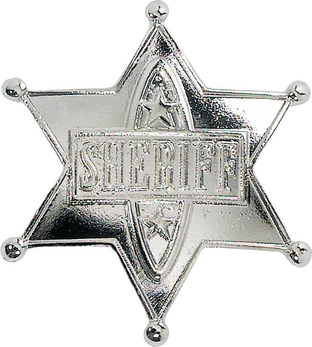 "Sheriff" Star Police Badge, Silver, One Size, Wearable Costume Prop for Halloween Front_Flat