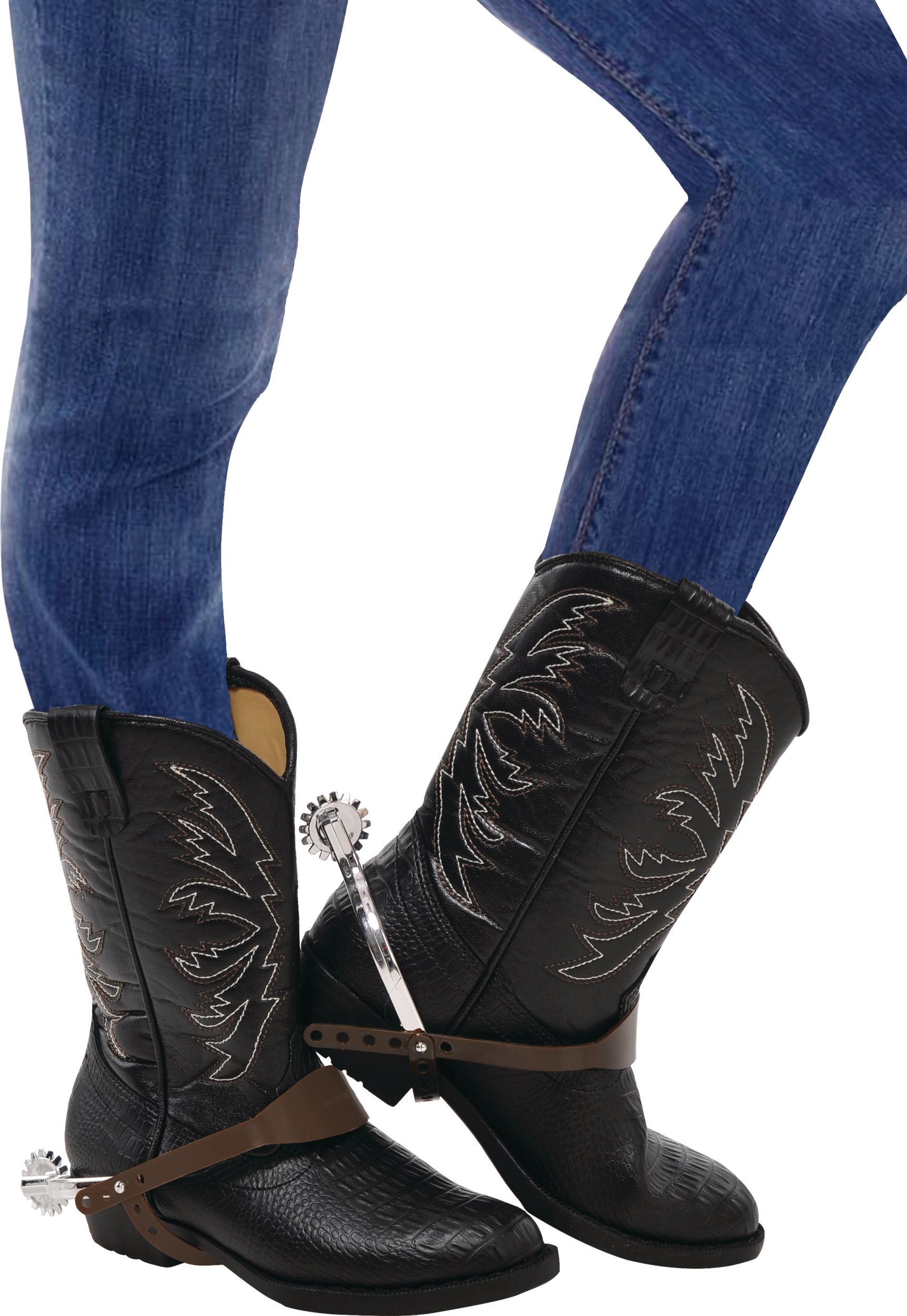 Bottes de cowboy western avec éperons pour adulte, argenté, taille unique,  paq. 2, accessoires de costume à porter pour l'Halloween
