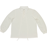 Men's Pirate Colonial Long Sleeve Shirt, White, One Size, Wearable Costume Accessory for Halloween Front_Flat