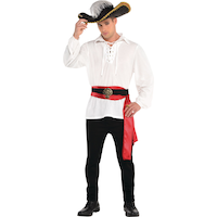 Men's Pirate Colonial Long Sleeve Shirt, White, One Size, Wearable Costume Accessory for Halloween