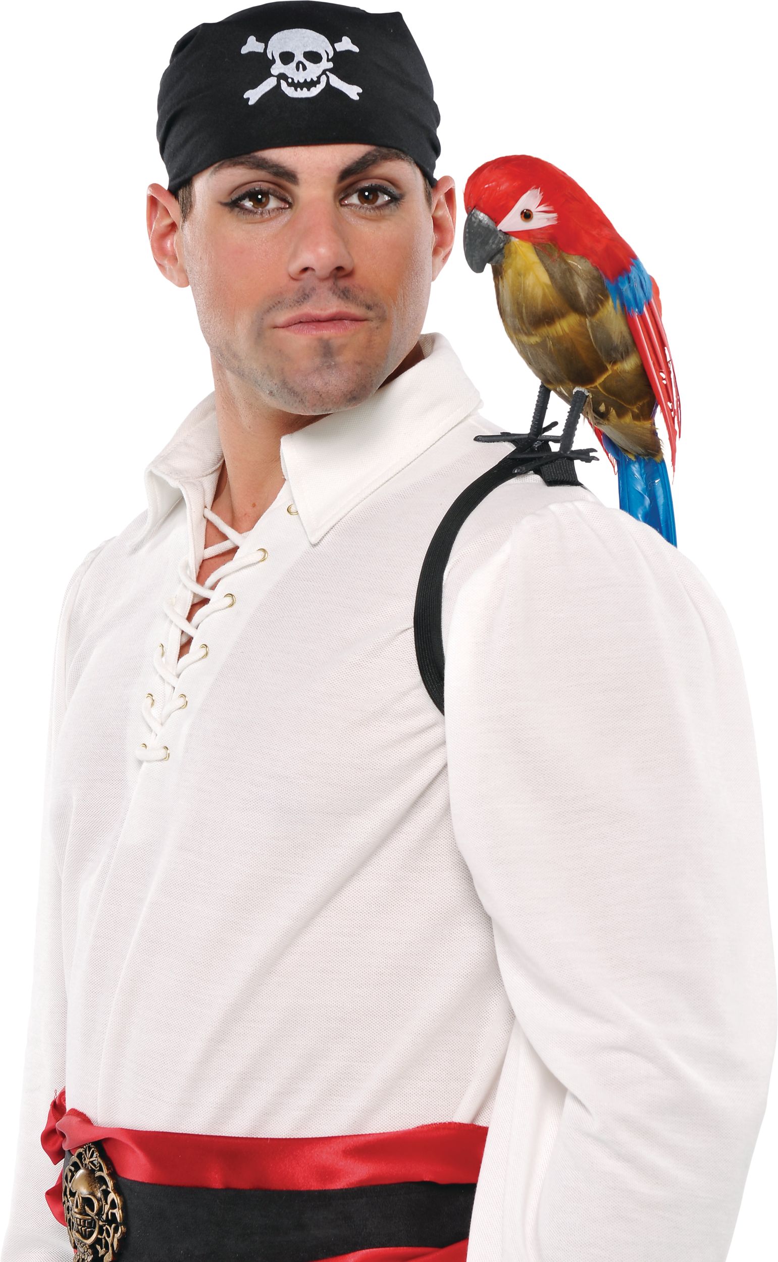 Pirate Shoulder Parrot Bird, Multi-Coloured, 10-in, Wearable Costume Prop for Halloween Front_Angled_Left