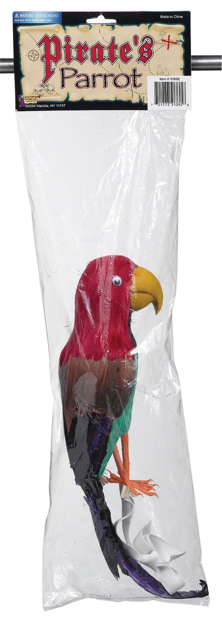 Pirate Shoulder Parrot Bird, Multi-Coloured, 10-in, Wearable Costume Prop for Halloween Front_Flat