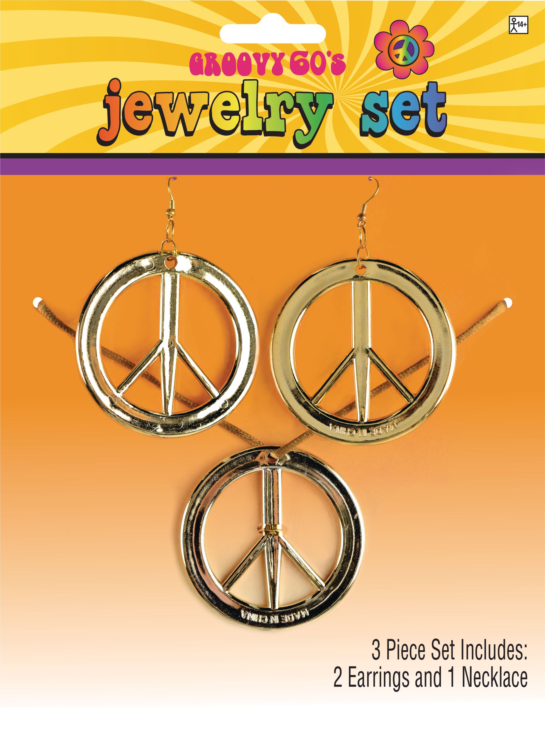 Peace Pendant & Earring Set Front_Flat
