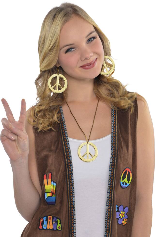 Peace Pendant & Earring Set Front_Flat
