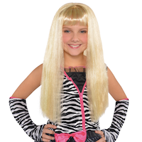 Longue perruque blonde pour enfant Front_Flat