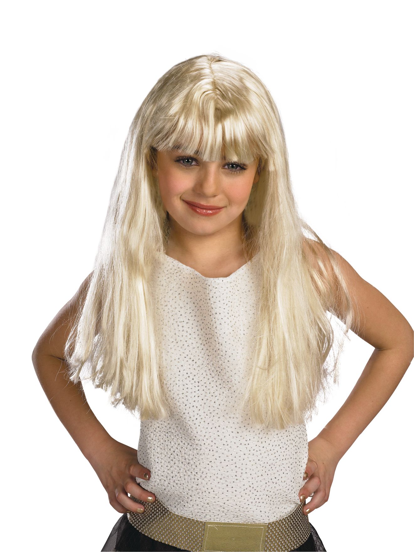 Child Long Blonde Wig Front_Flat