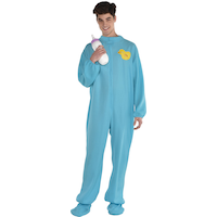 Women's Footie Pajamas Blue Jumpsuit Halloween Costume, Assorted Sizes Front_Flat