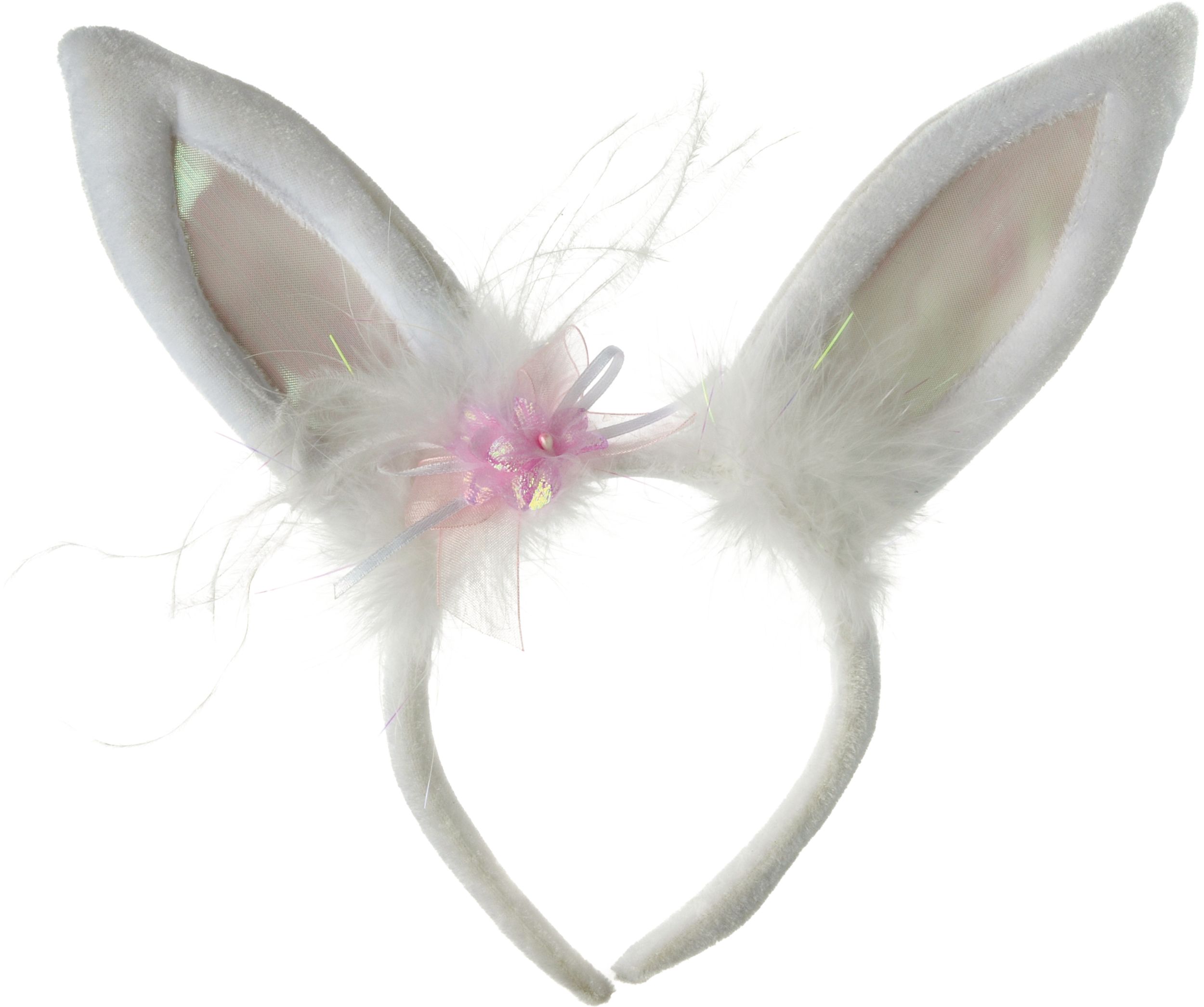 Marabou Bunny Ears Headband, Black, One Size, Wearable Costume Accessory  for Halloween