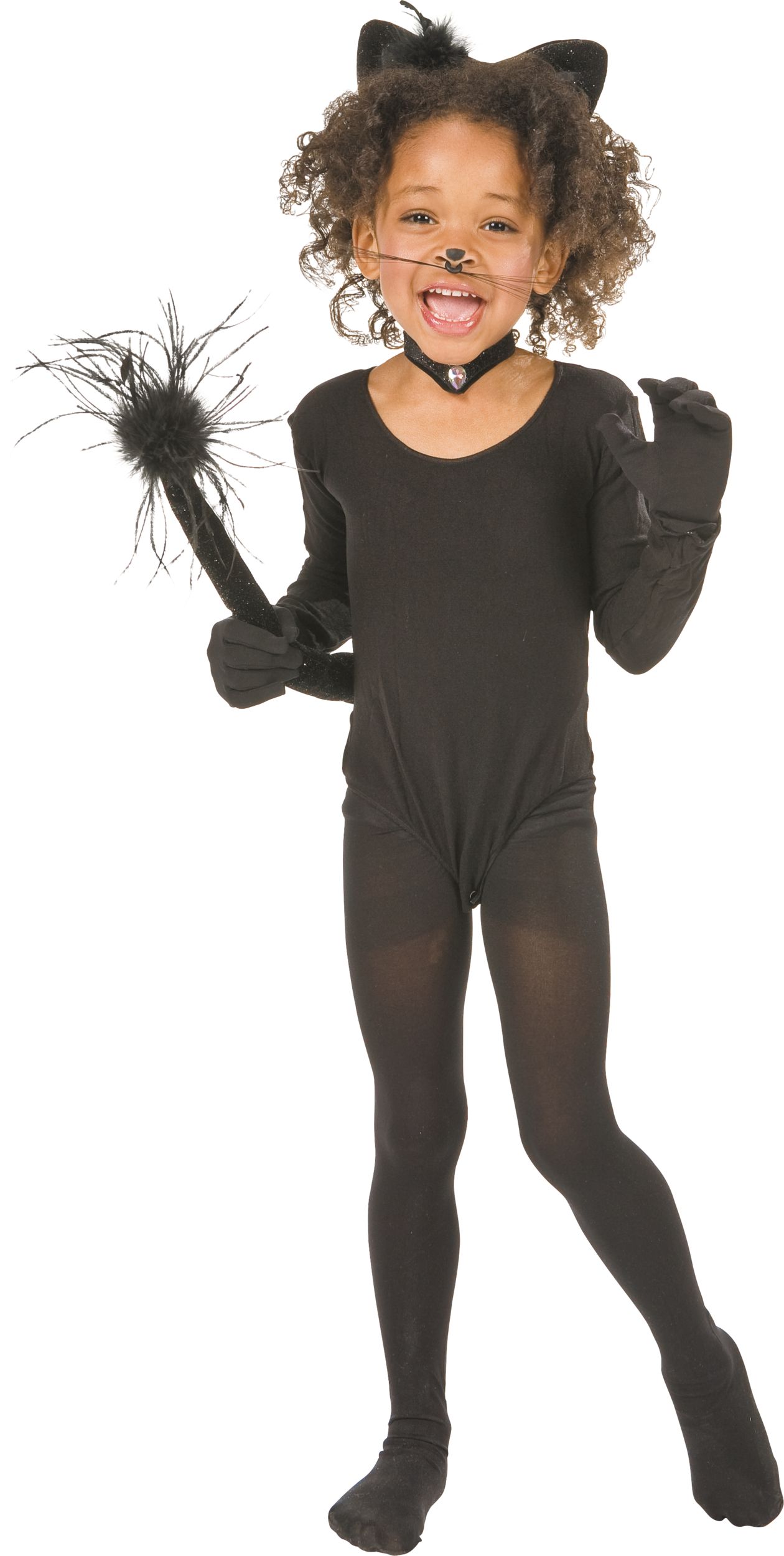 Sophisticated Furry Cat Tail, Black, 20-in, Wearable Costume Accessory for Halloween Front_Flat