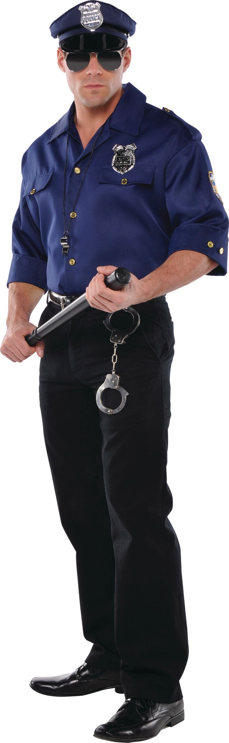 Police Shirt Party Costume, Adult, One Size Front_Angled_Left