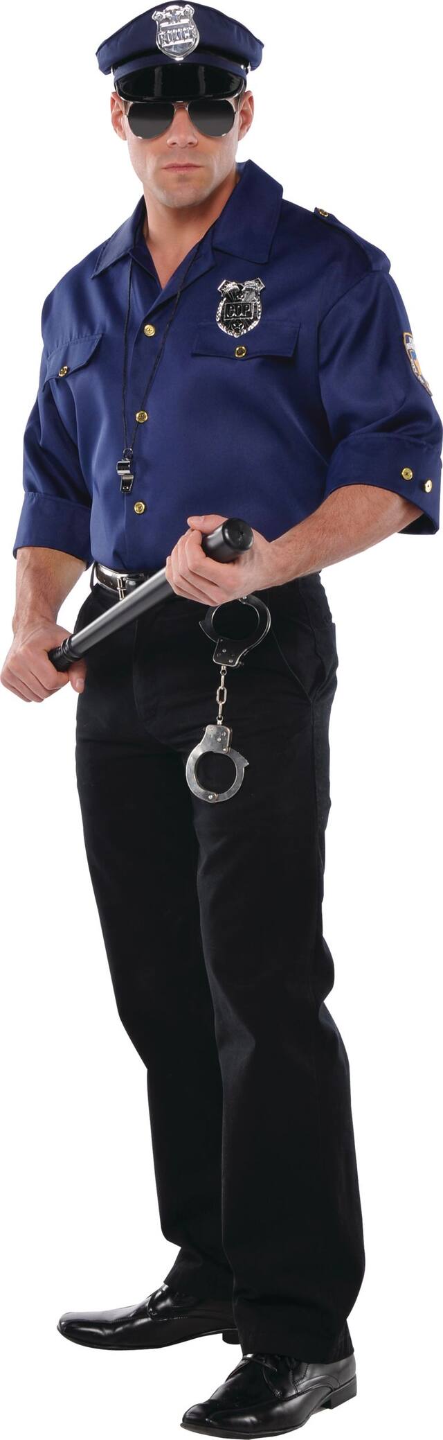 Police Shirt Party Costume, Adult, One Size Front_Angled_Left