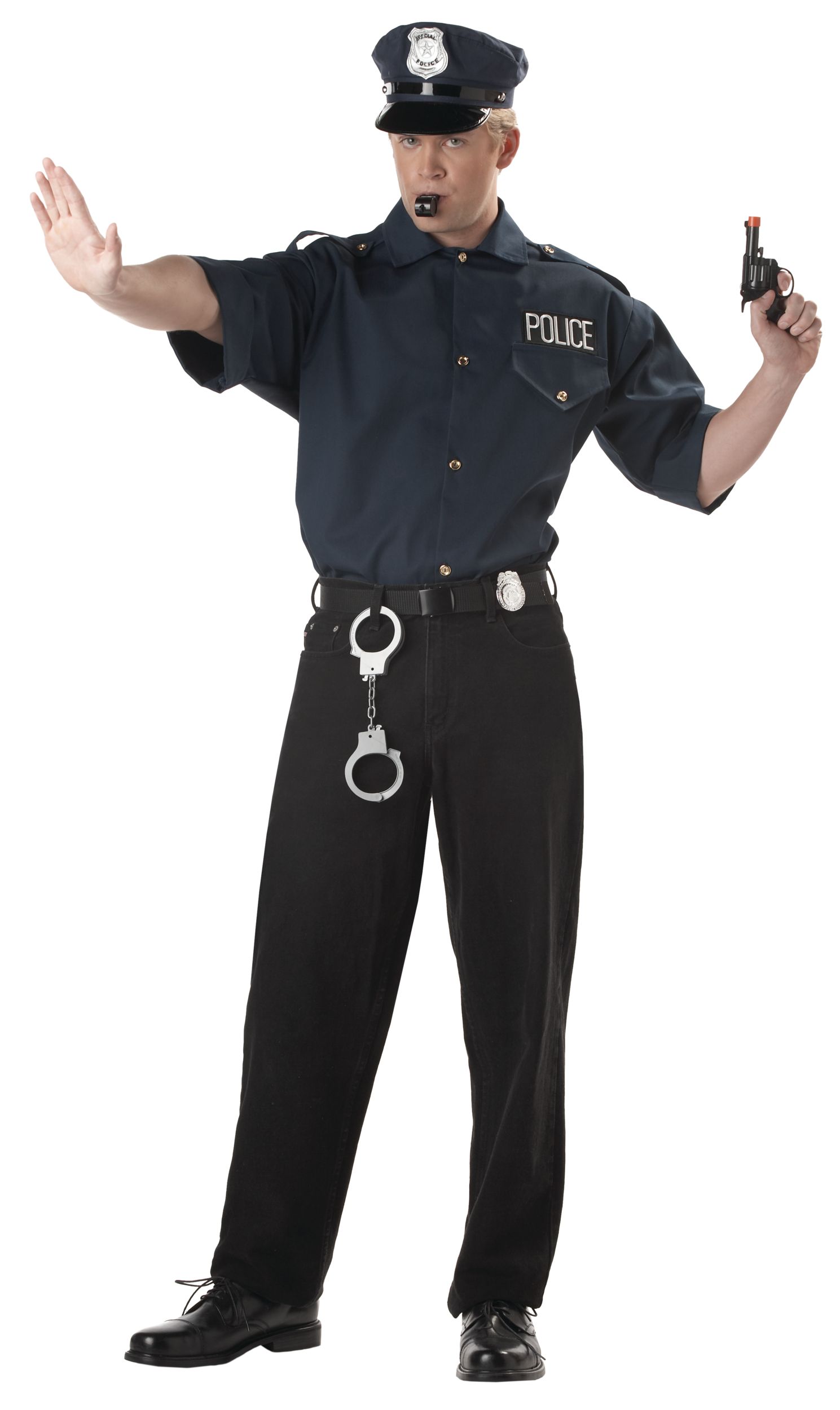 Police Shirt Party Costume, Adult, One Size Front_Angled_Left