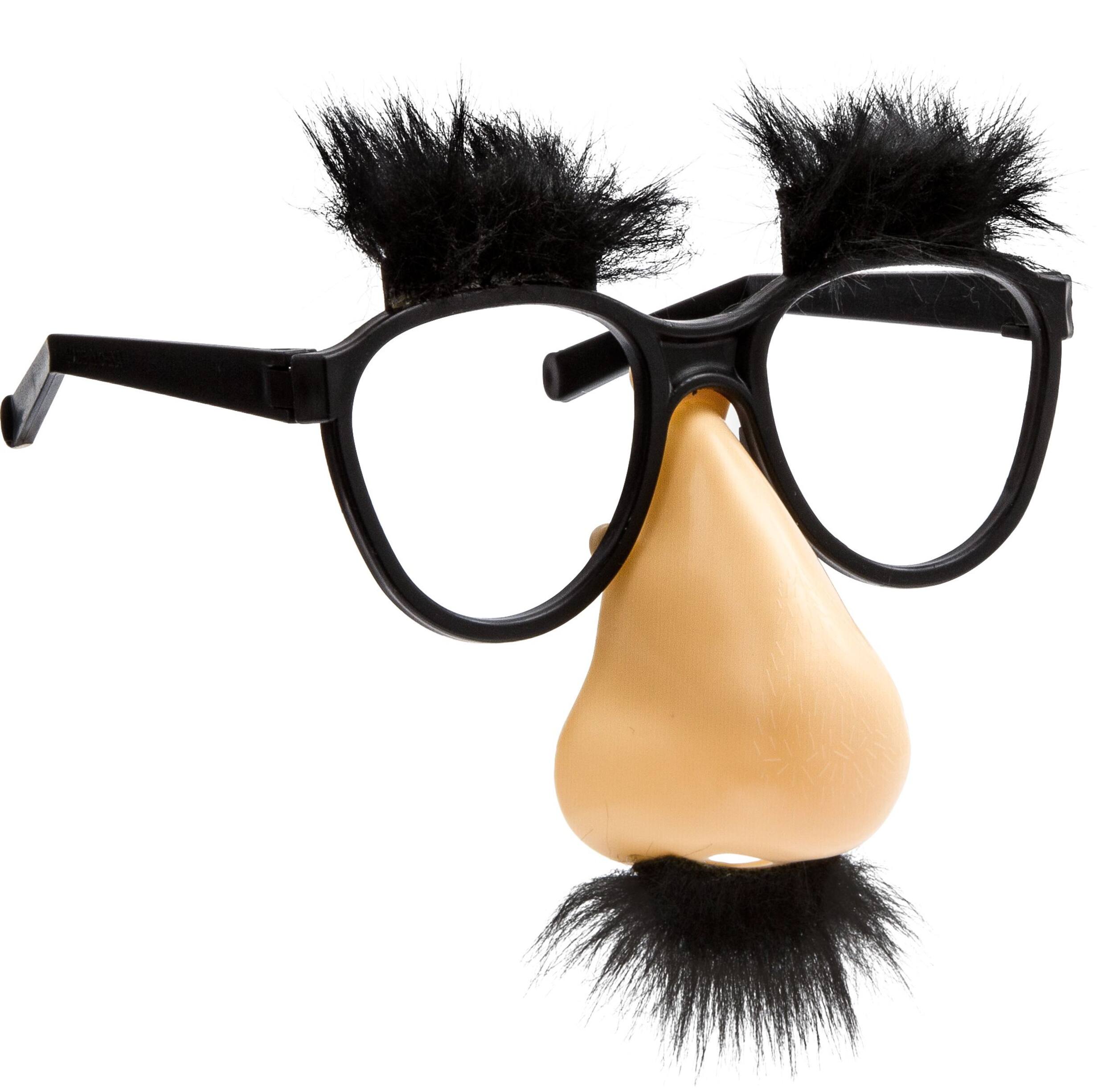 Fake Nose & Moustache Practical Joke Eyeglasses, Black/Beige, One Size, Wearable Costume Accessory for Halloween Front_Three_Fourths_Angled_Right