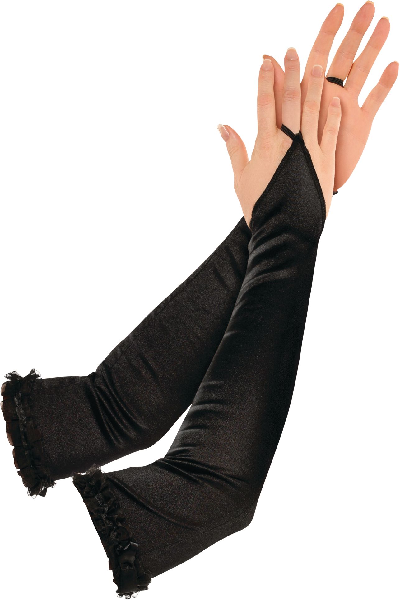 Adult Satin Long Arm Warmers, Black, One Size, Wearable