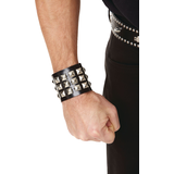 Studded Leather Wristband, Black/Silver, One Size, Wearable Costume Accessory for Halloween Front_Flat