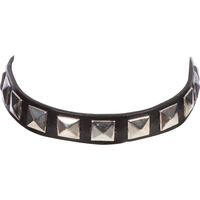 Studded Leather Choker Necklace, Black/Silver, One Size, Wearable Costume Accessory for Halloween Front_Elevated