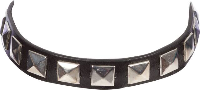 Collier ras de cou en cuir clouté, noir/argenté, taille unique, accessoire de costume portable pour l'Halloween Front_Elevated