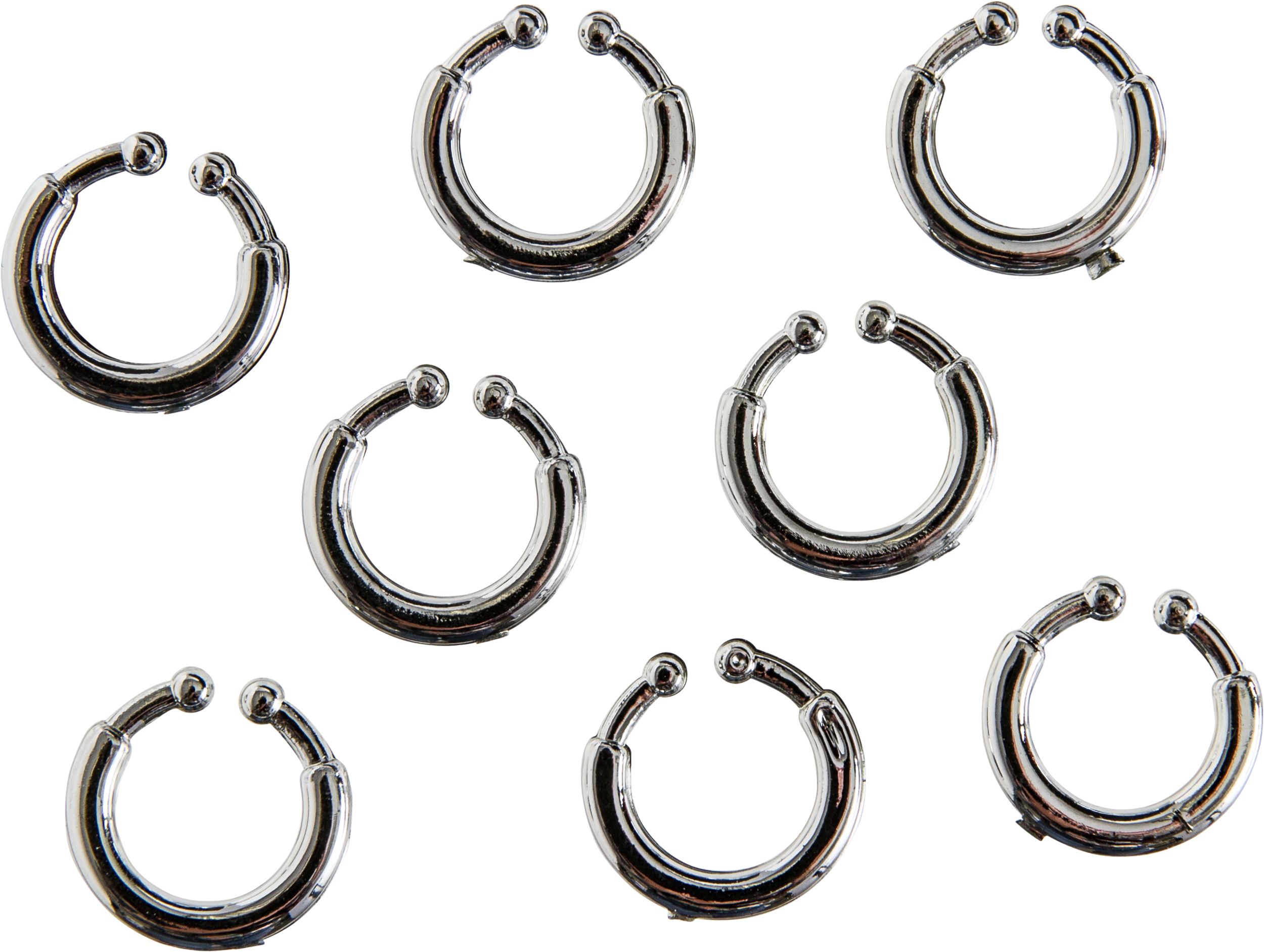 No-Piercing Clip-On Ear, Lip, Eyebrow Jewelry Set, Silver, One Size, 8-pk,  Wearable Costume Accessories for Halloween