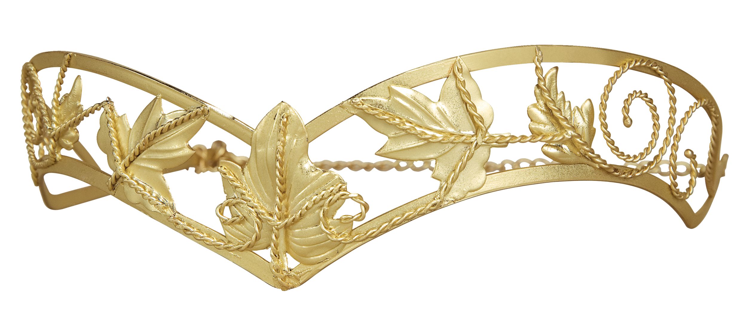 Serre-tête romain en métal à feuilles d'olivier, doré, taille unique, accessoire de costume à porter pour l'Halloween Front_Angled_Left