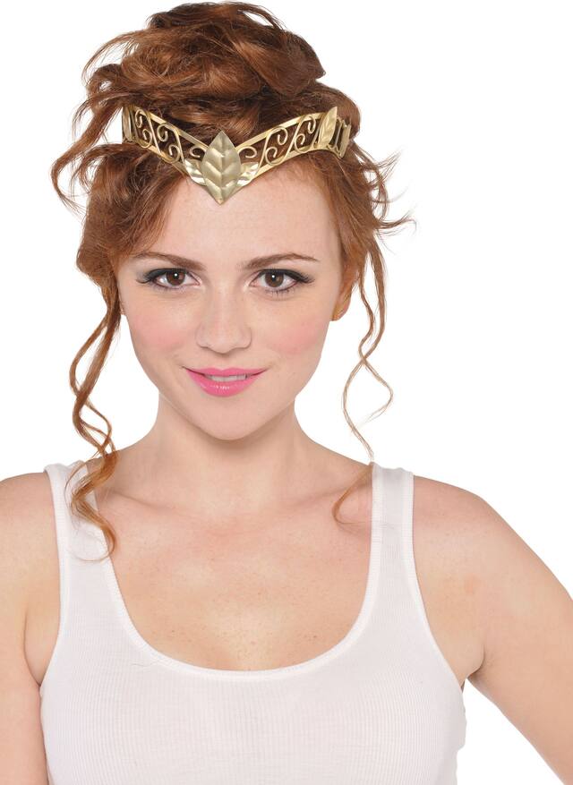 Roman Olive Leaf Metal Headpiece Crown, Gold, One Size, Wearable Costume Accessory for Halloween Front_Flat
