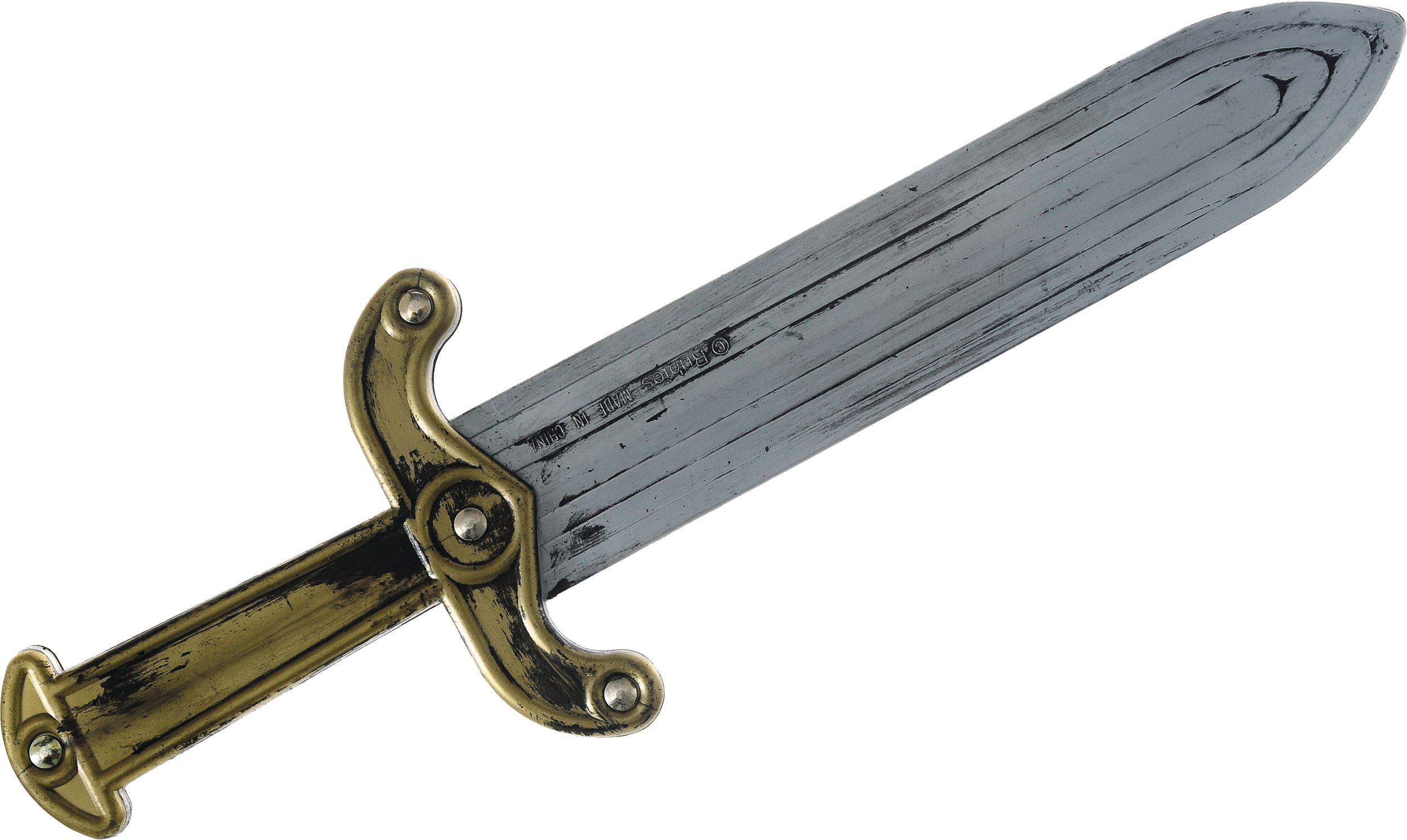 Épée de gladiateur romain, doré/argenté, 15 po, accessoire de costume portable pour l'Halloween Overhead_Flat