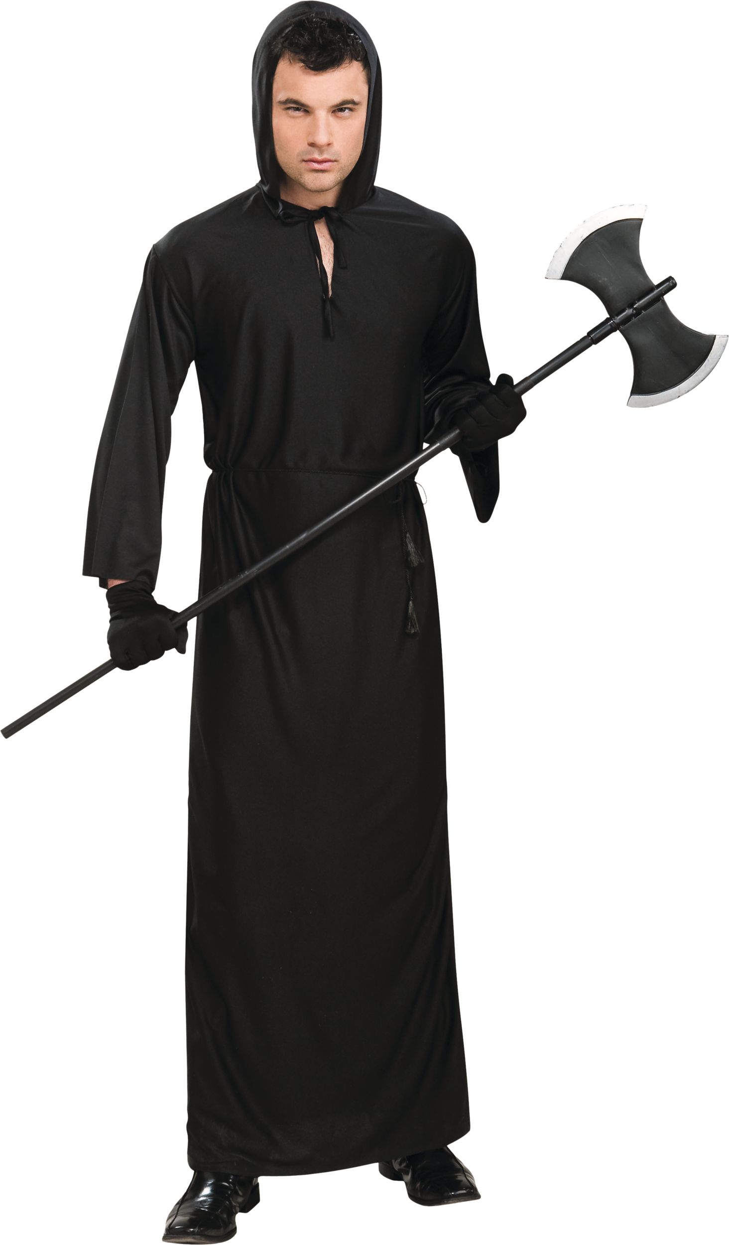 Adult Grim Reaper Horror Robe with Hood, Black, One Size, Wearable Costume  Accessory for Halloween