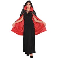 Adult Black & Red Reversible Vampire Cape Front_Flat