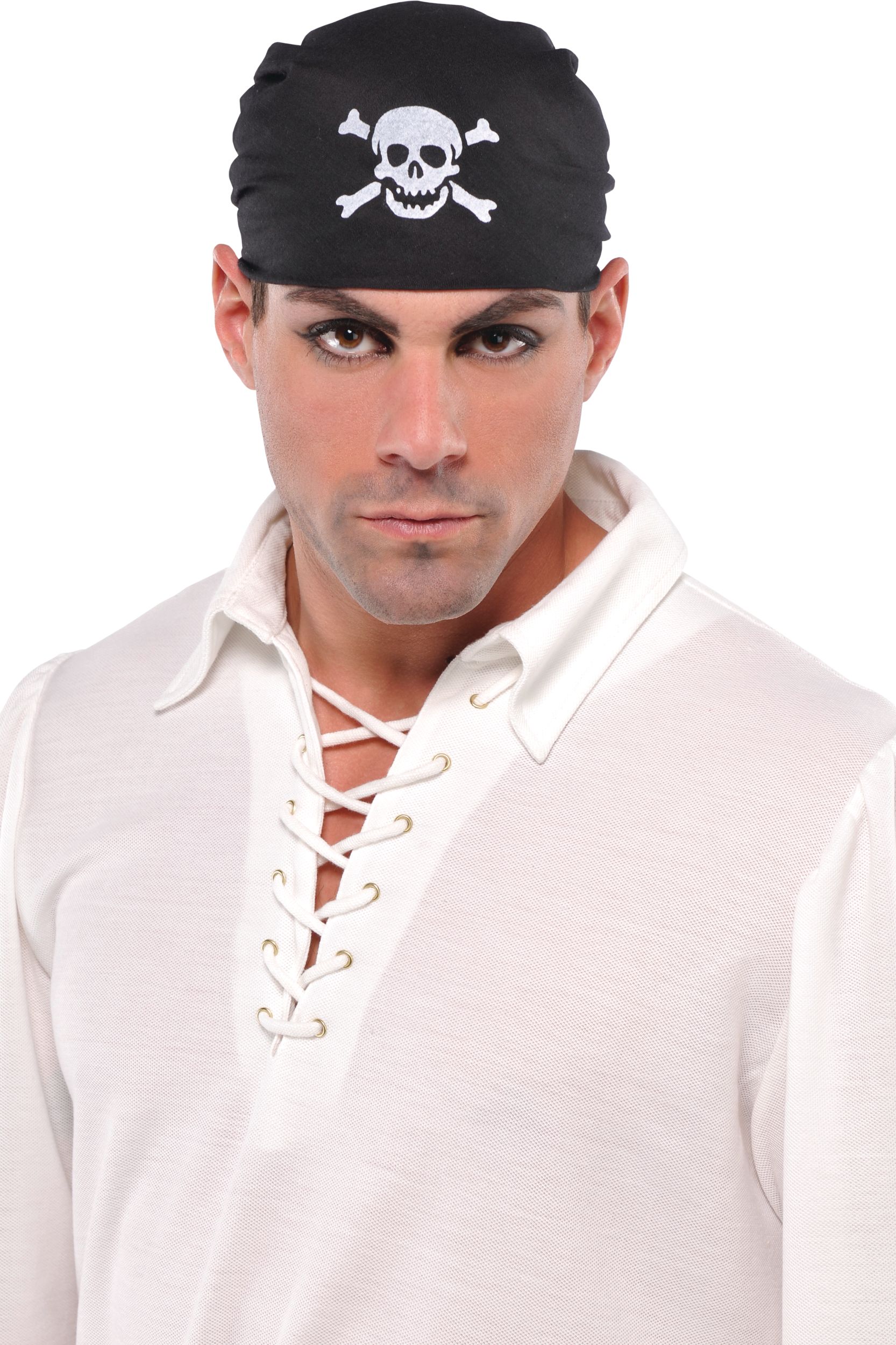 Chapeau bandana crâne de pirate, noir/blanc, taille unique, accessoire de costume à porter pour l'Halloween Front_Flat