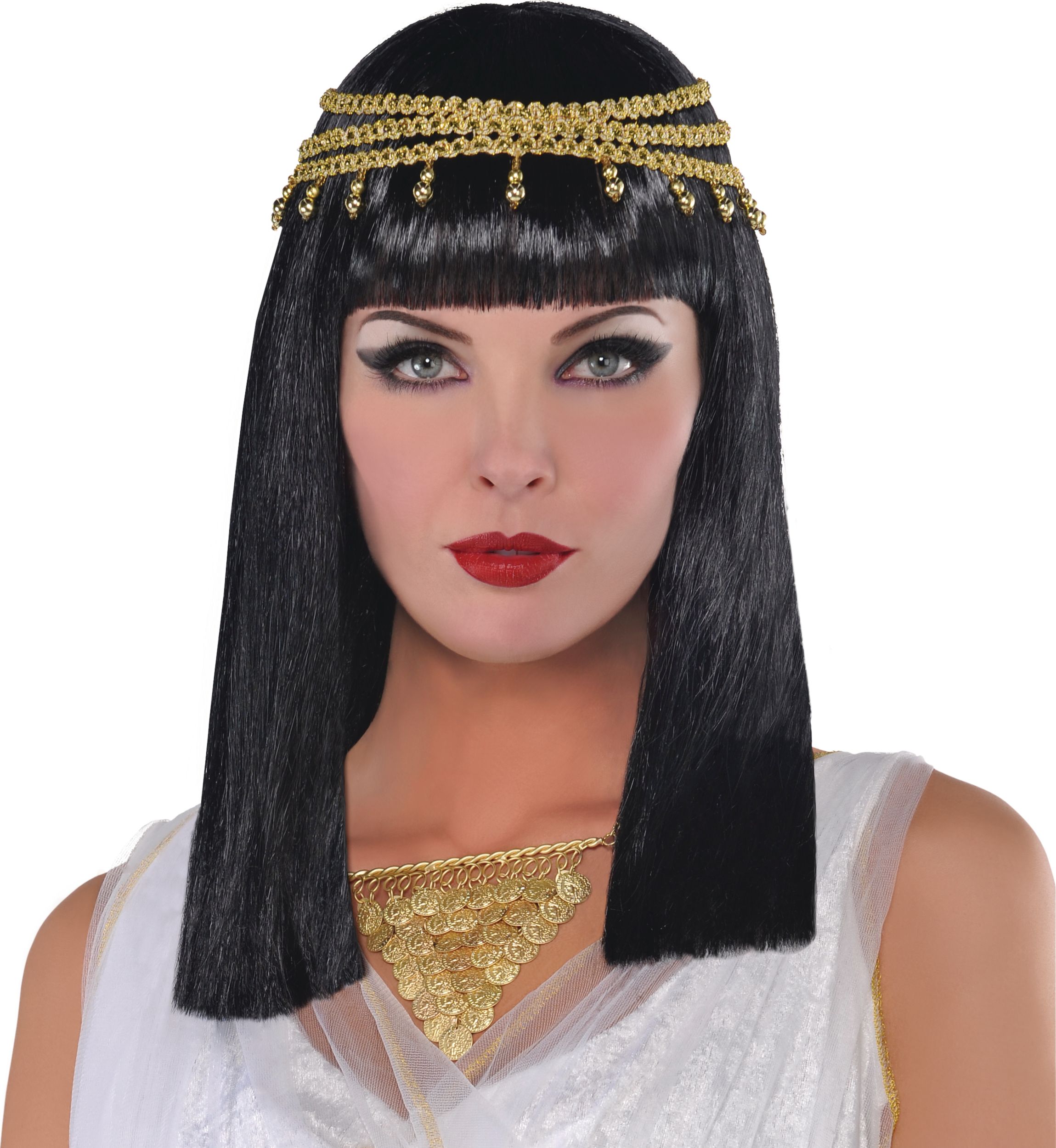 Cleopatra Wig with Headband Front_Flat